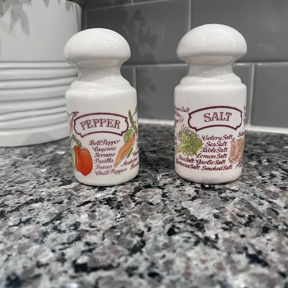 Avon Vintage 1980 Ceramic Salt & Pepper Shakers C Butter Mom 80's Cottage